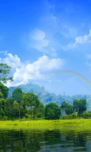 唯美风景山水彩虹动态壁纸 gif
