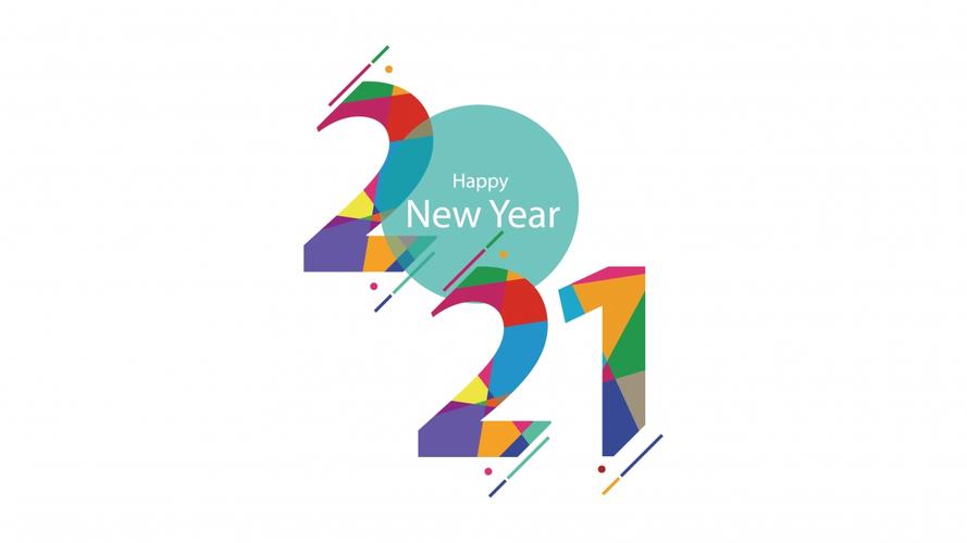 2021年新年快乐多彩数字创意设计4k壁纸