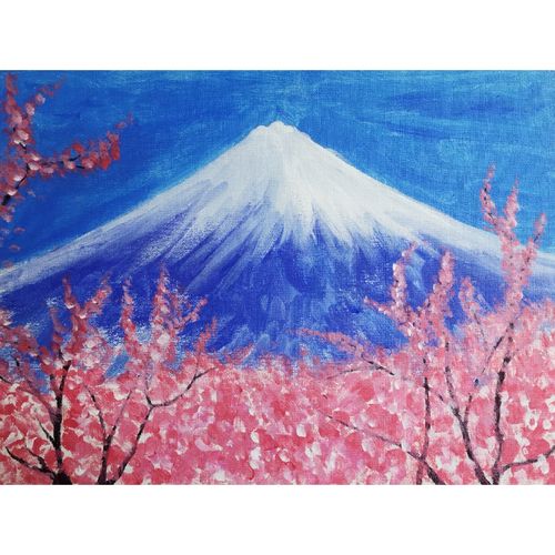富士山下的樱花树