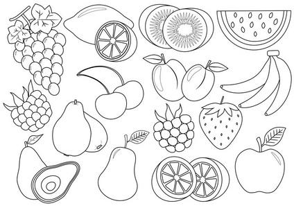 水果和浆果卡通.图标.矢量插图照片