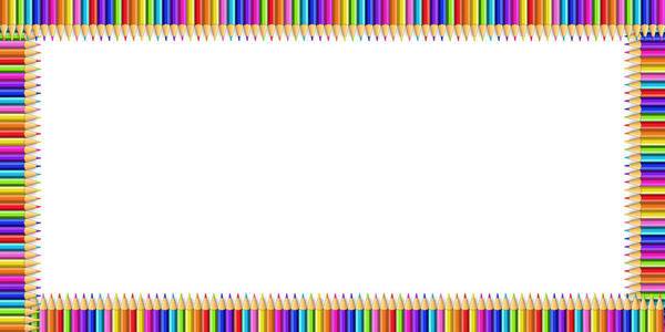 彩色彩虹铅笔在白色背景下与文本空白复制空间隔开的矢量五彩矩形边框