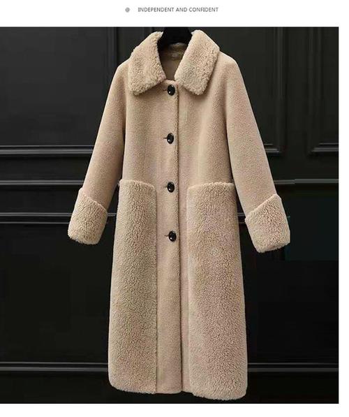 高端轻奢颗粒羊剪绒大衣女2020秋冬新款中长款加厚全羊毛皮毛一体外套