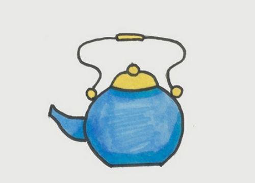 彩色立体茶壶简笔画怎么画可爱茶壶简笔画绘画教学