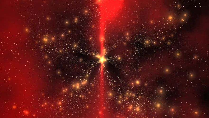 炫红粒子三维星空金色光效焕发hd特效视频素材