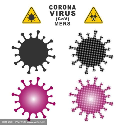 mers冠状病毒图标形状.生物危害风险标志标志.污染流行病毒危险标志.