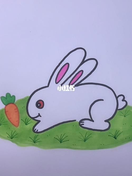 简笔画吃萝卜的兔子
