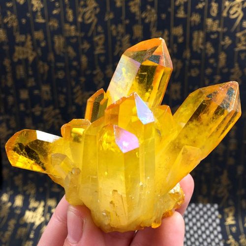 【水晶石】天然黄水晶簇 水晶原石矿 消磁石 鱼缸石 风水小摆件