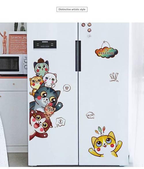 冰箱贴纸网红冰箱贴纸创意双开门冰柜侧面贴画厨房翻新贴膜3d立体花花