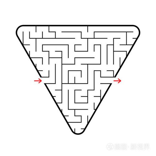 三角形迷宫与输入和出口.白色背景上孤立的简单平面矢量图