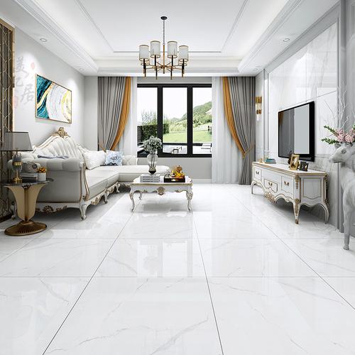 客厅瓷砖地砖白色通体大理石800x800大厅轻奢防滑耐磨地板砖佛山