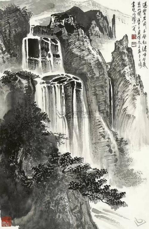 中国山水画——瀑布作品欣赏