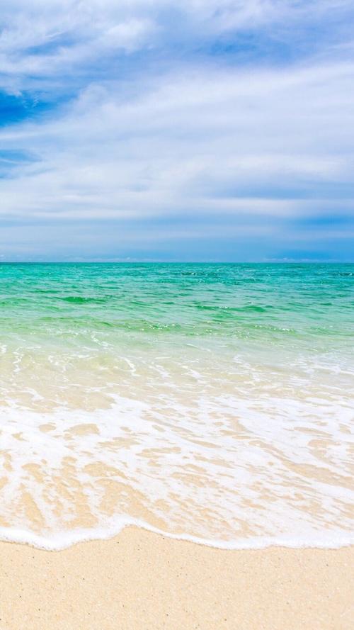 壁纸 海滩 沙滩 蓝绿 天空 清新 夏天 夏日-堆糖,美好生活研究所