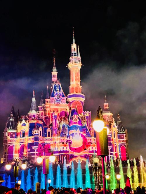 夜晚的迪士尼城堡超美的啊