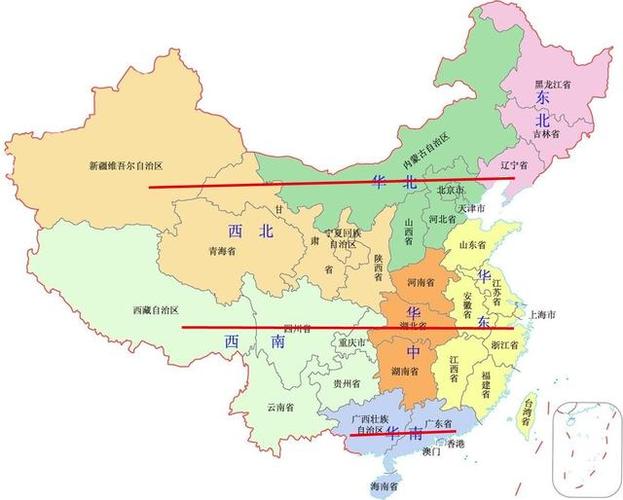 一分钟了解中国七大行政区及各省市地理位置