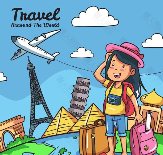 旅行人物卡通图片-创意旅游海报卡通人物矢量设计素材_懒人图库