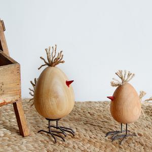 手工创意木质小鸡小摆件创意吧台桌面装饰品装饰治愈物件生日礼物