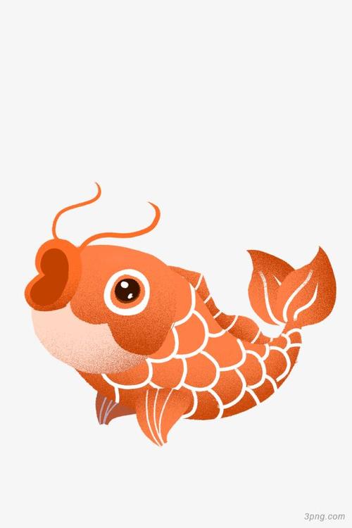 手绘红色鲤鱼png素材透明免抠图片-动植人物