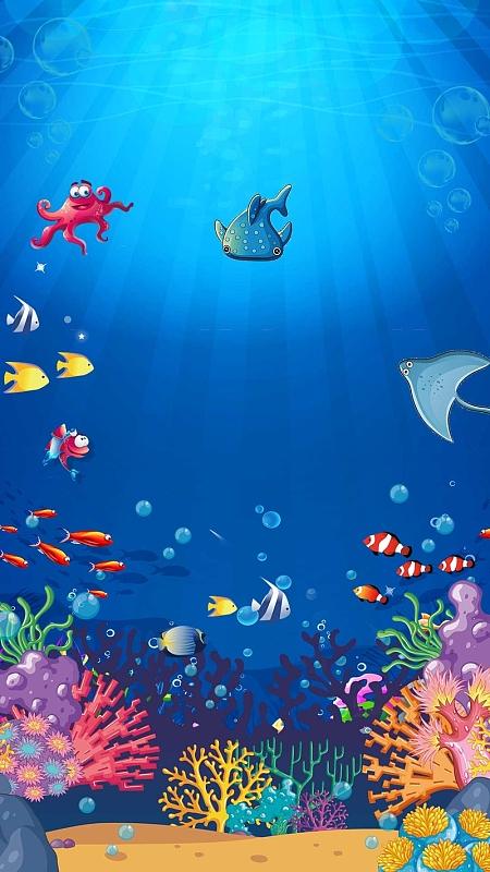 时尚梦幻海底世界水族馆aijpg矢量卡通海底世界儿童画背景素材psdjpg