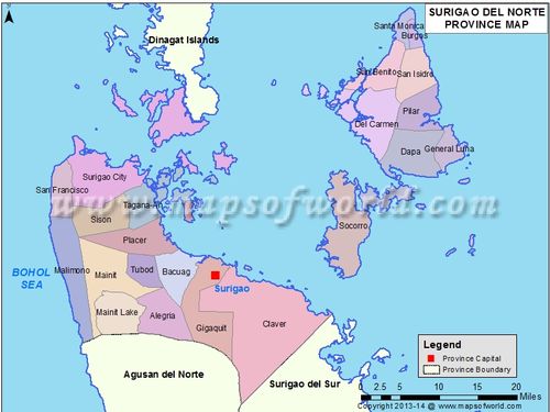 map of surigao del norte province, philippines