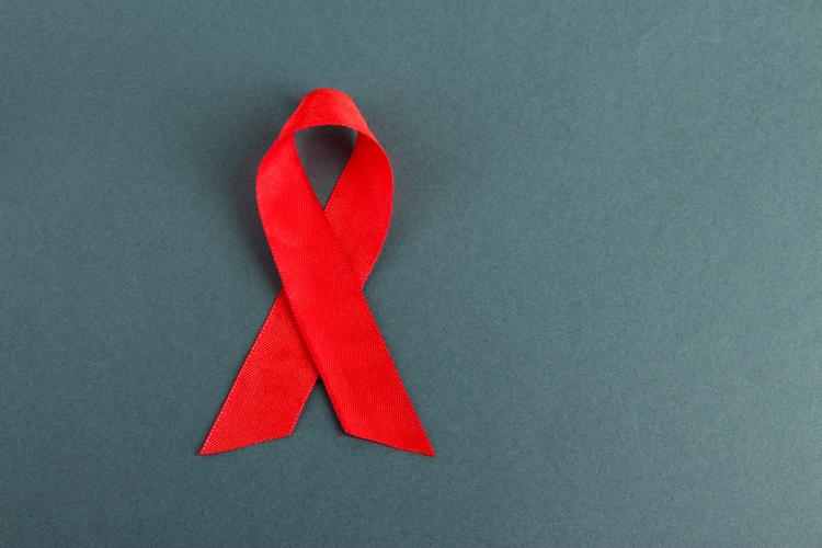 红丝带,艾滋病毒,艾滋病,灰色背景