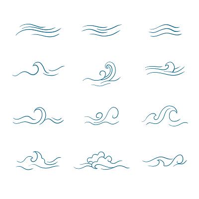 国风线条海浪底纹图标纹理元素世界海洋日