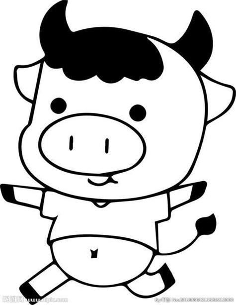 卡通动物健壮的牛牛可可简笔画水牛简笔画-教孩子画水牛简笔画超级