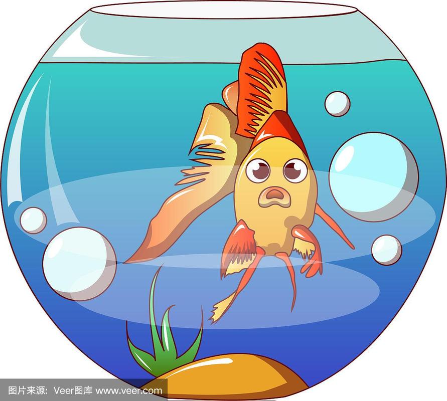 金鱼在水族馆图标卡通风格