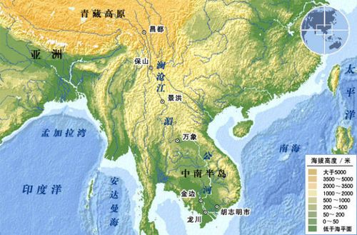 澜沧江-湄公河流域图