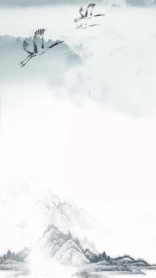 淡雅中国风山水画h5背景素材