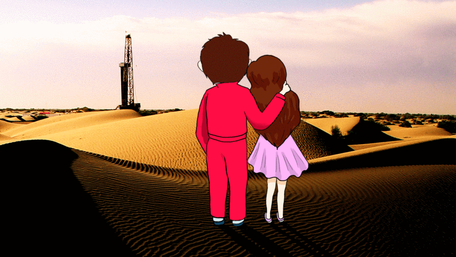 当拍摄图遇上石油小情侣|创意小动画|油田情侣的浪漫春光