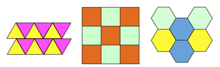 用正3角形,正方形,正6边形拼满地面的图案?