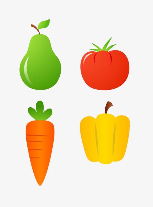 矢量彩色水果与蔬菜