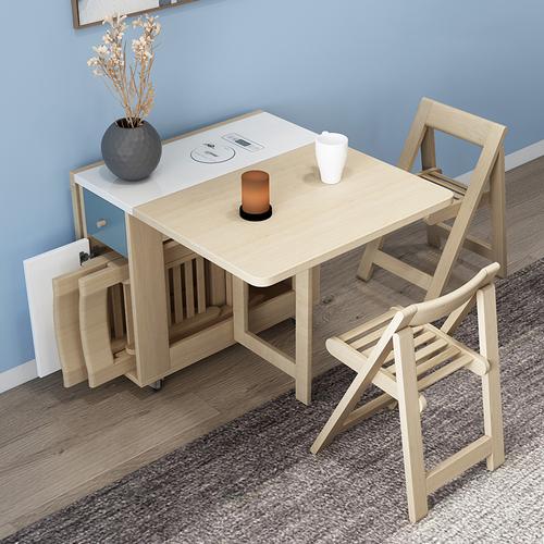 多功能收纳折叠餐桌椅组合简约北欧小户型家用饭桌简易实木餐桌椅