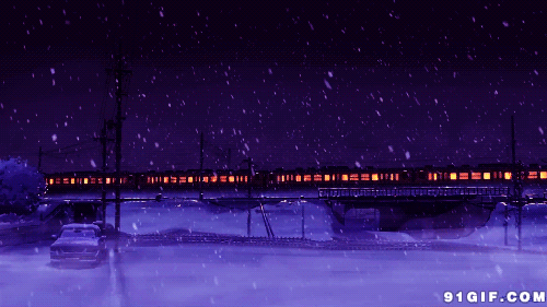 下雪了火车景色迷人gif动图_动态图_表情包下载_soogif