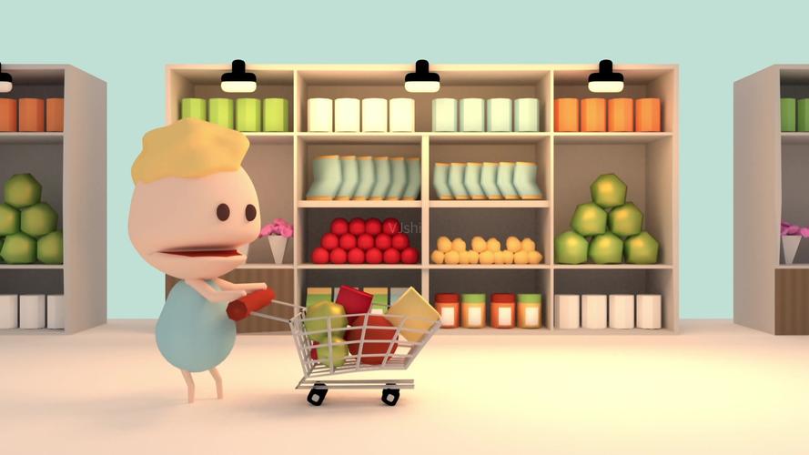 超市3d动画片购物动画