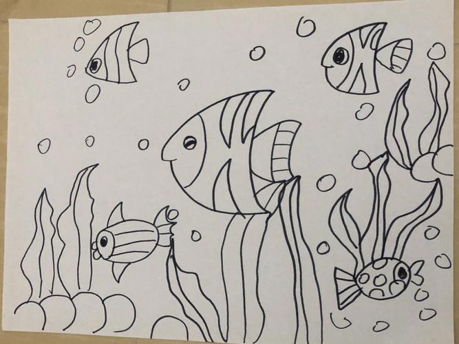 海底世界海底动物主题简笔画
