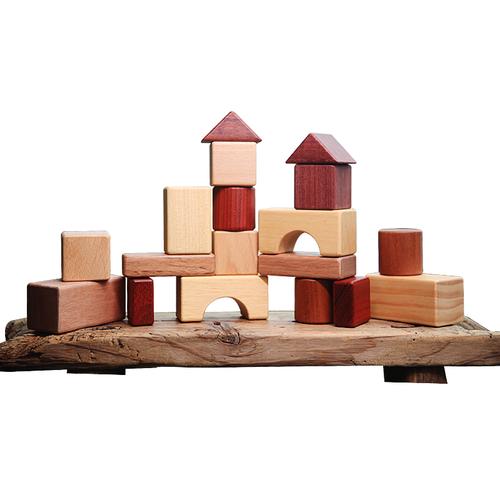 木玩世家爱木大块木制积木玩具大地进口儿童宝宝原色原木木制玩具