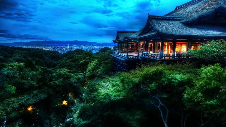 日本,樱花,城市夜景,寺庙,电脑壁纸,壁纸日本自然唯美风景