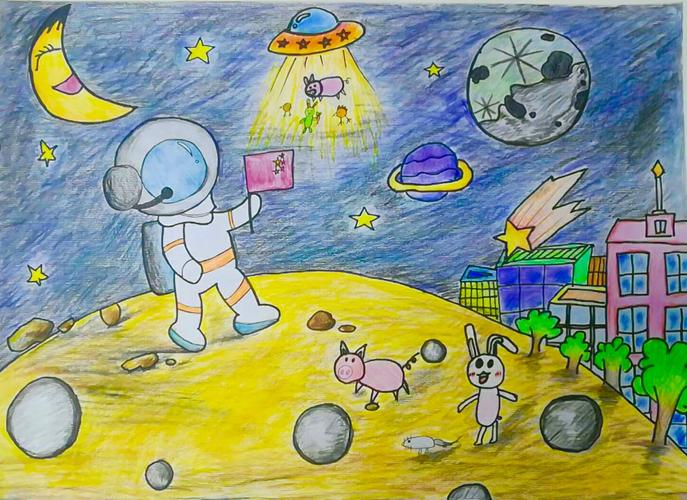 厦门市民立第二小学 三年一班 吕欣蕾 7号作品《未来的太空生活》投票
