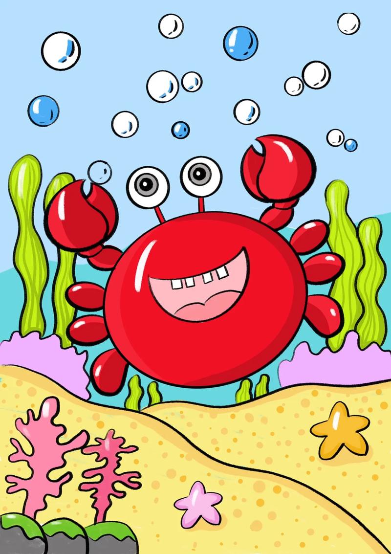可可爱爱的小螃蟹简笔画
