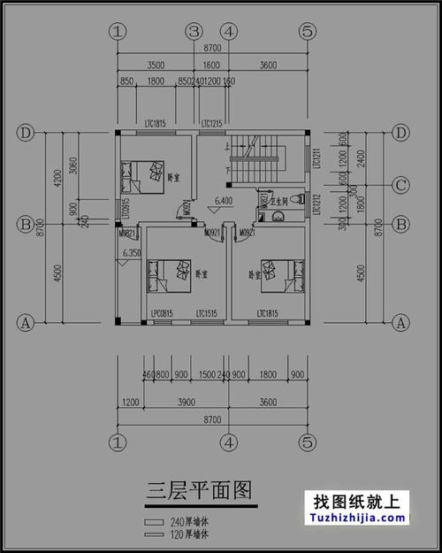 中式复古四层别墅房屋设计图纸,含外观效果图