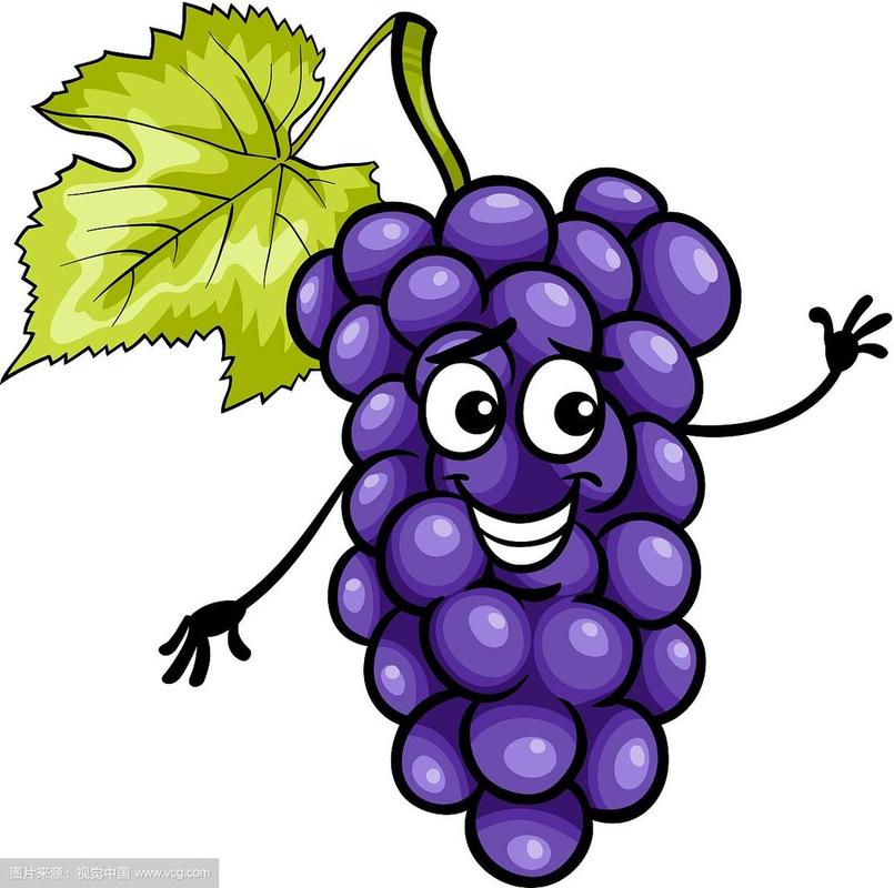 有趣的蓝色葡萄水果卡通插图
