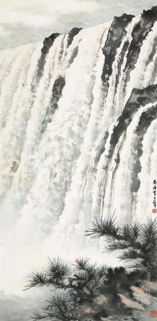 黄君璧是一代山水画大师,尤以画云水瀑布为长.他笔下的作品雄