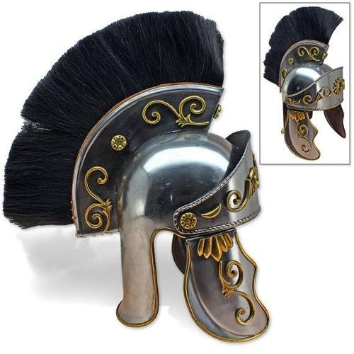 roman㊣美国代购 手作欧洲古典罗马帝国战斗钢制鬃毛金属盔甲头盔