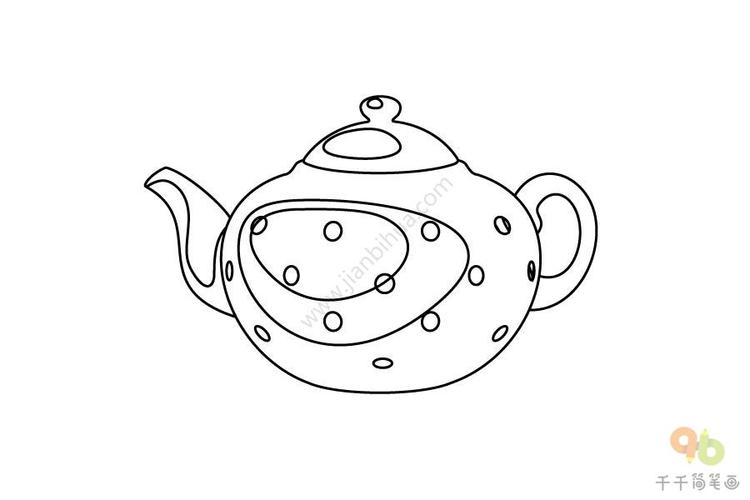 陶瓷茶壶简笔涂色画