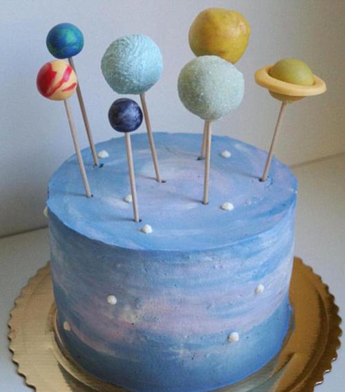 银河系主题蛋糕:这么美谁忍心吃啊