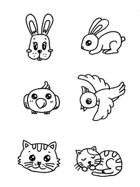 笔画萌萌小动物图画大全呆萌小动物的简笔画可爱卡通小猫咪简笔画画法
