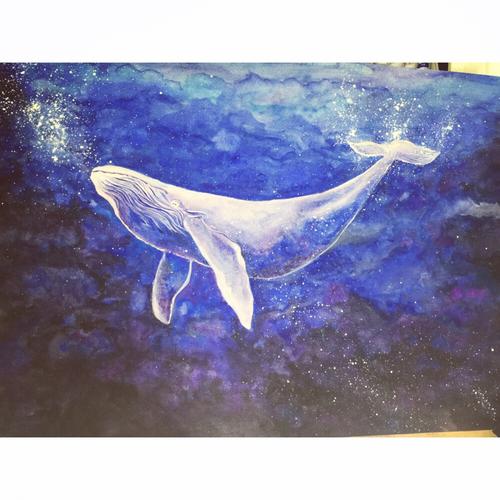 水彩 鲸