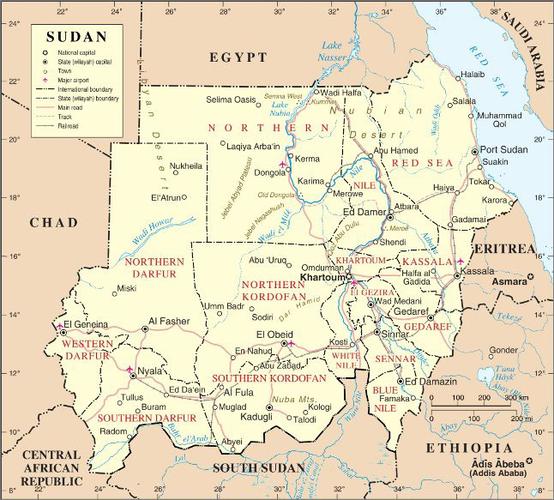 苏丹共和国行政区划图_苏丹地图查询