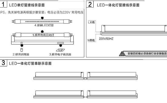 led荧光灯长管的安装方法